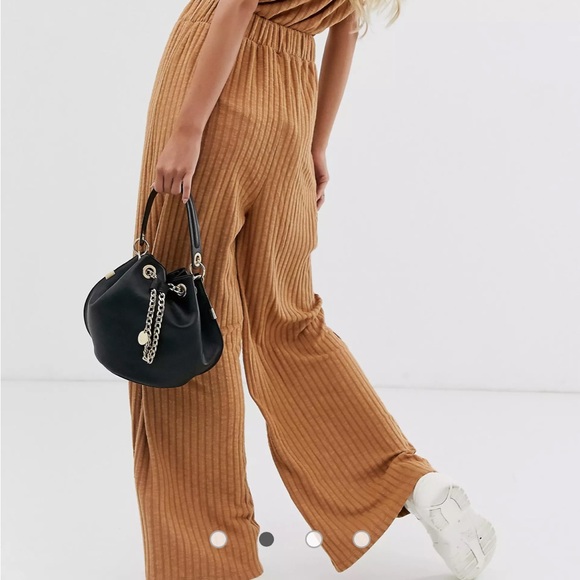 ASOS camel wide leg knit pants - Picture 2 of 3